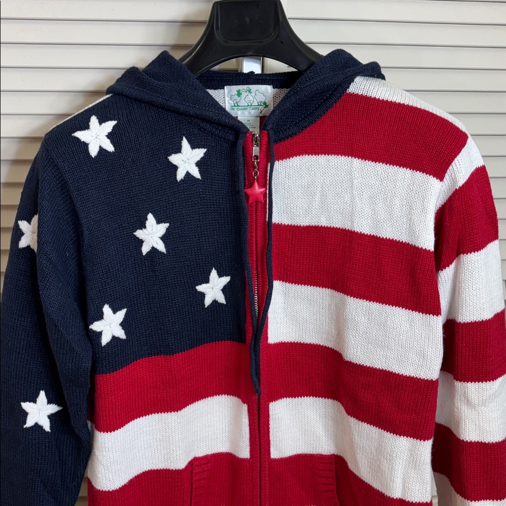 Quacker Factory American Flag Full Zip Sweater Medium - Picture 2 of 9